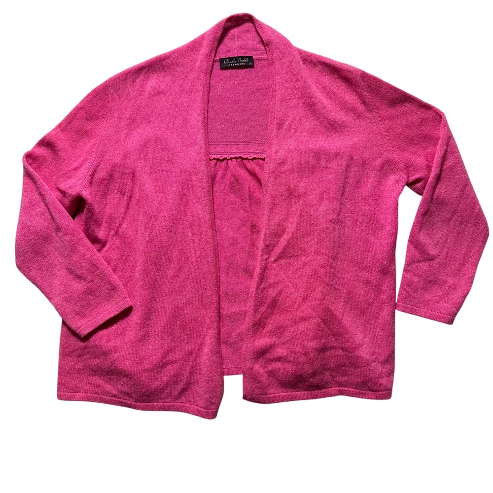 Claudia Nicole Pink Cashmere Open Front Cardigan‎ Sweater L/G Quite luxury Layer